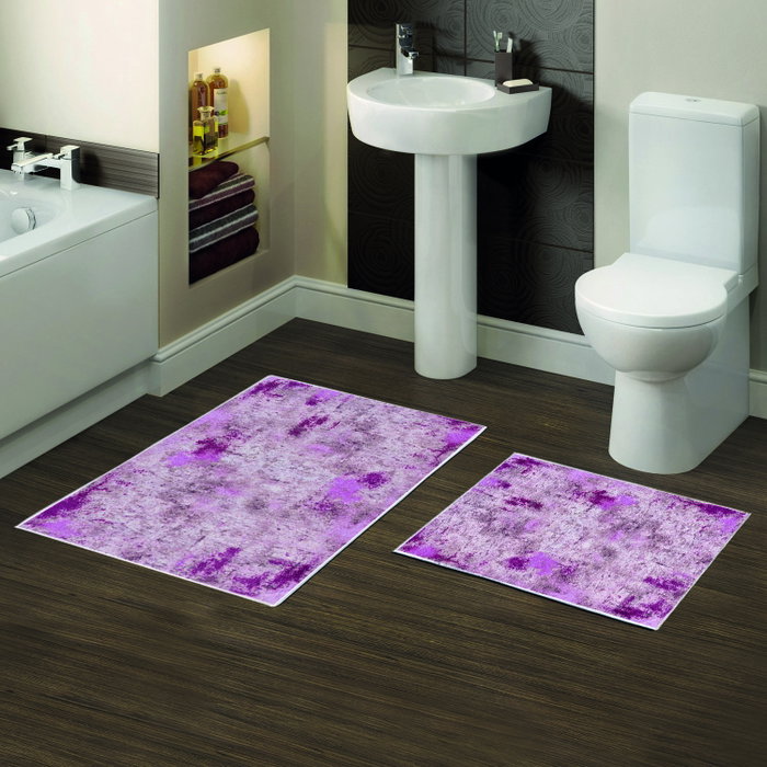 Mijölnir Kt495 V3 Juego de Alfombrillas de Baño de Lujo, Antideslizante, Antibacteriano, 100% Poliéster, 850 gr/m²
